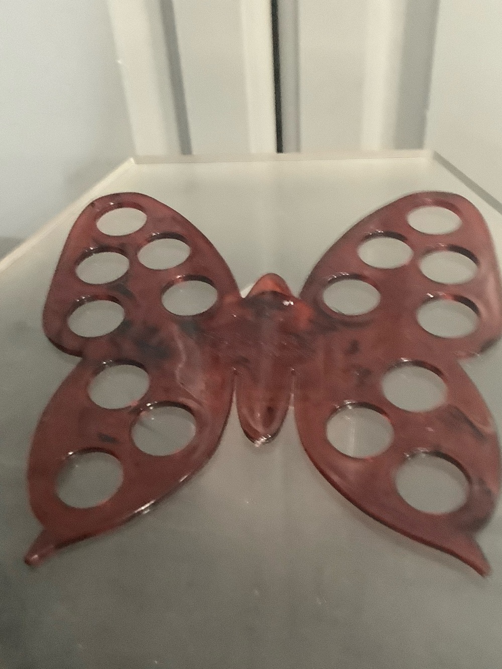 Decorative 16 Hoke “Butterfly Yarn Organizer”, Art - Vtg Brown Resin Accent